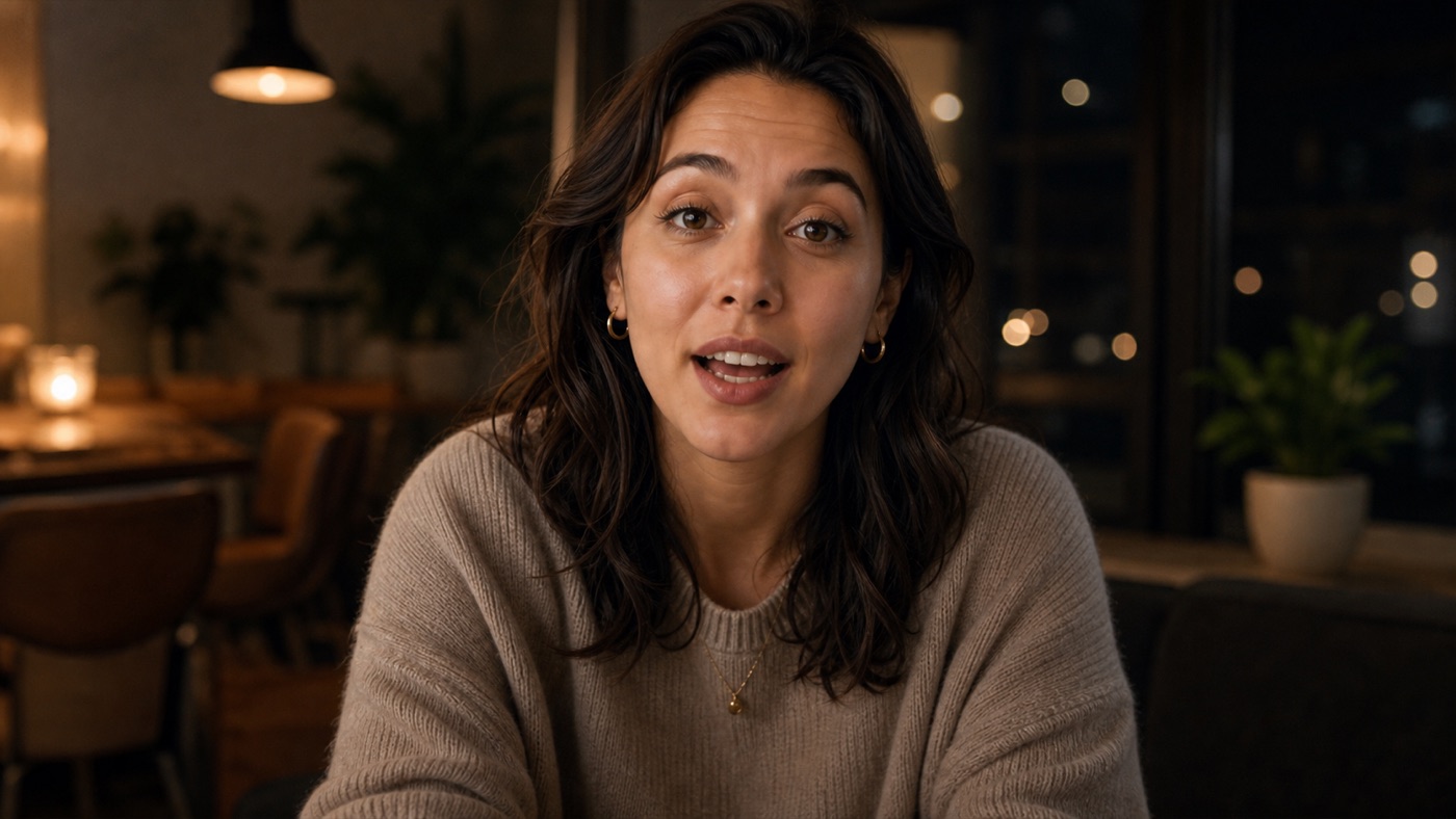 Ava, the Kitto AI date-practice partner, speaking in a Google Meet style call